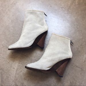 Perforated suede bootie
